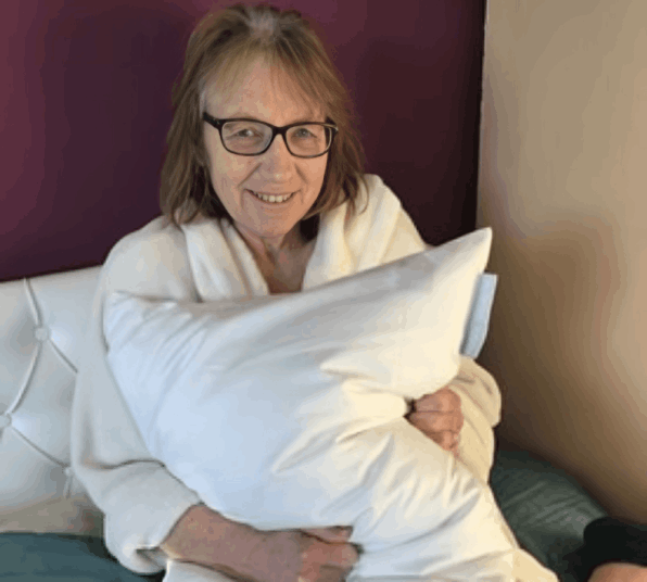 Nuzzle Pillow user   Jessica Miller, Austin, TX.